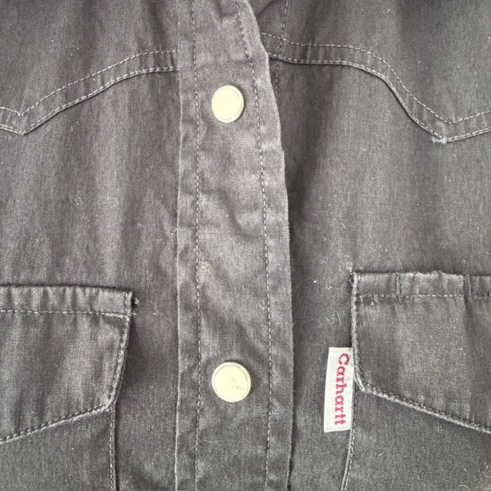 CARHARTT Black Sleeveless Pearl Snap Button Vest Shirt Medium - Picture 7 of 11